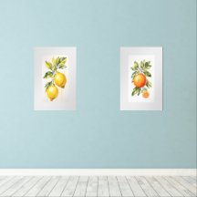 Conjunto de duas Impressões de Fruta de Aquarela d