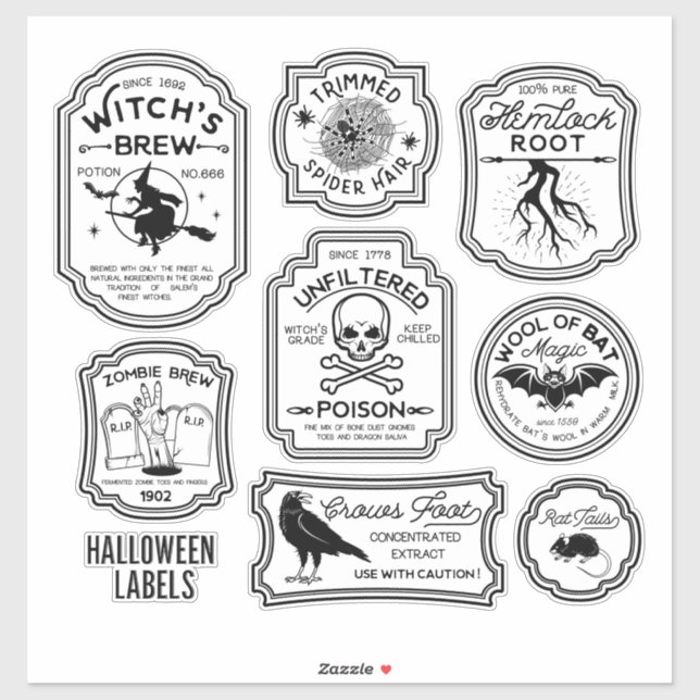 Conjunto de Etiquetas de Poção de Halloween Vintag (Folha)