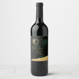 Conjunto de Etiquetas de Vinho de Casamento da Lua
