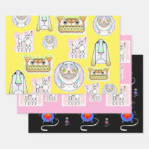 Conjunto de Folhas de Papel Envolventes e Dogs Eng