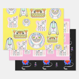 Conjunto de Folhas de Papel Envolventes e Dogs Eng