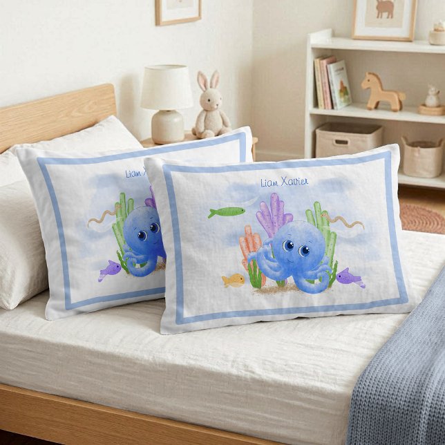 Conjunto de fronhas padrão de polvo azul encantado (Criador carregado)
