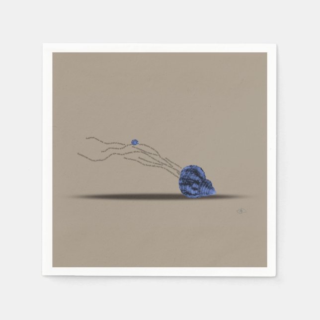 Conjunto de guardanapos de papel azul bege conchas (Frente)