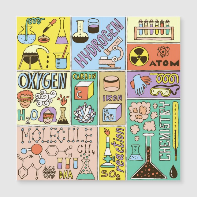 Conjunto de Ilustração de Vintage de Química Scien (Frente)