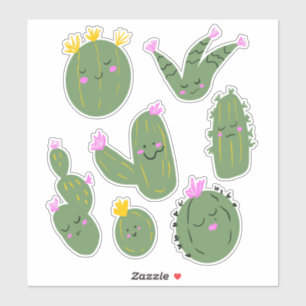 Conjunto de Ilustrações de Cactos Lindos Adesivo