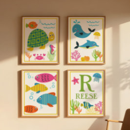 Conjunto de Impressão de Arte de Criaturas Marinha
