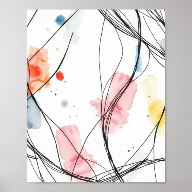 Conjunto de Impressões de Desenho de Linha Abstrat (Frente)