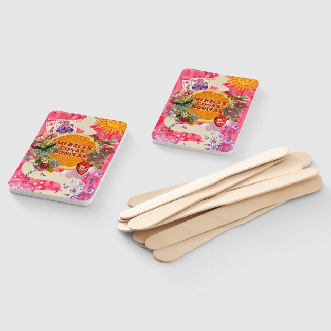 Conjunto de Leques de Mão de Laranja Tropical Flor (Desmontado)