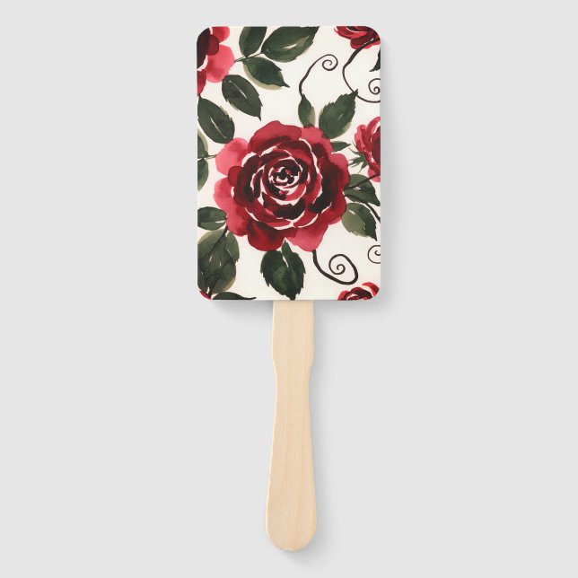 Conjunto de leques de rosas vermelhas escuras (Frente)