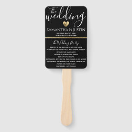 Conjunto de leques elegante dourado e preto para c