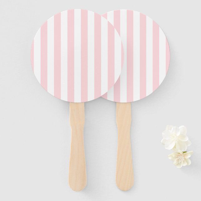 Conjunto de Leques Rosa e Branco Listrado (Frente e Verso)
