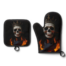 Conjunto de Luvas de Halloween Gótico Crânio Coroa