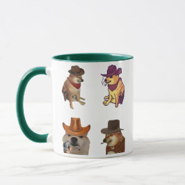 Conjunto de Meme de Cachorro Cowboy Caneca Engraça