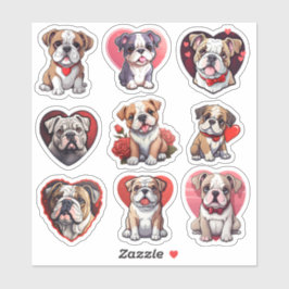 Conjunto de namorados 9 adesivos Buldogue