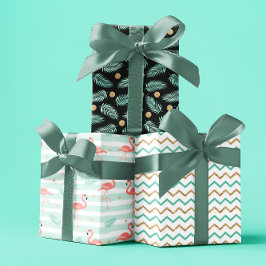 Conjunto de ouro azul Flamingo tropical de Verão, 