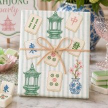 Conjunto de Papel de Embrulho de Mahjong Seersucke