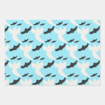 Conjunto de papel de empacotamento de bat azul-fan