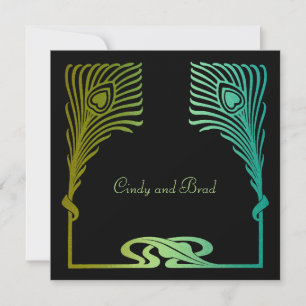 Conjunto de Peacock Quadrado de Convite 1104