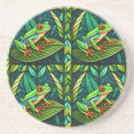 Conjunto de porta-copos circular com vibrante árvo
