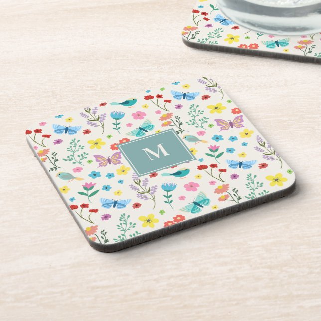 Conjunto de Porta-Copos com Monograma e Padrão Flo (Left Side)