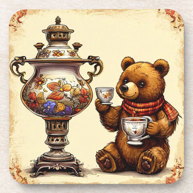 Conjunto de Porta-Copos Cute Bear Tea Time | Anima (Frente)