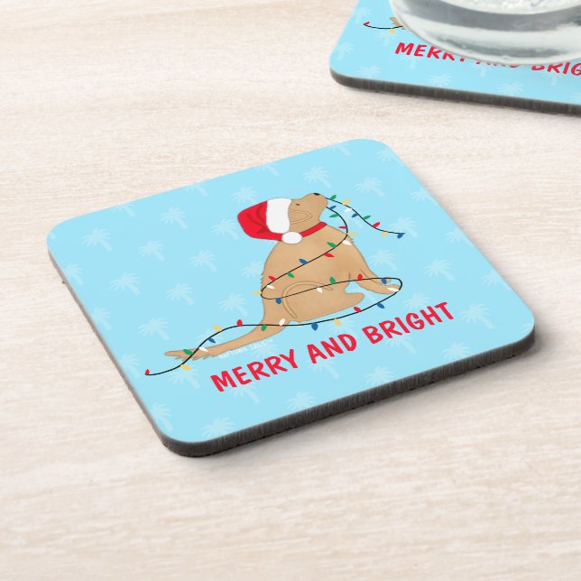 Conjunto de Porta-Copos de Cachorro Luzes de Natal (Left Side)