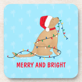 Conjunto de Porta-Copos de Cachorro Luzes de Natal