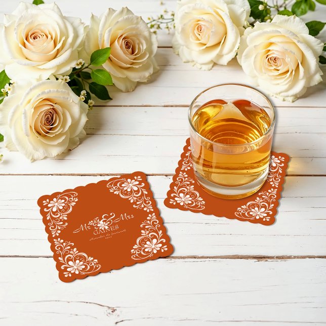 Conjunto de Porta-Copos de Casamento Burnt Orange  (Criador carregado)