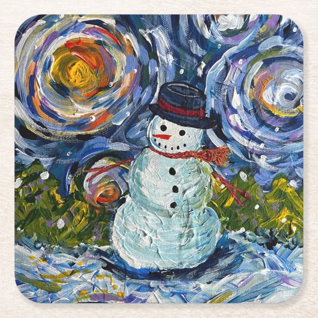 Conjunto de porta-copos de papel Homem de Neve (Frente)