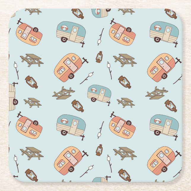 Conjunto de Porta-Copos de Papel Retro Camper (Frente)