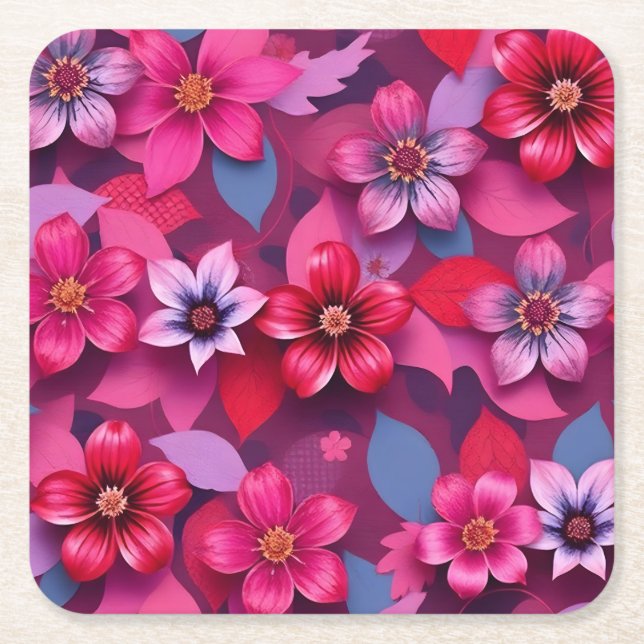 Conjunto de Porta-Copos de Pasta de Papel Flores M (Frente)