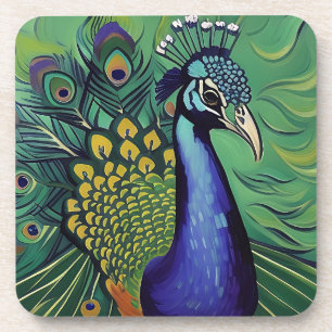 Conjunto de Porta-Copos de Pavão Art Déco
