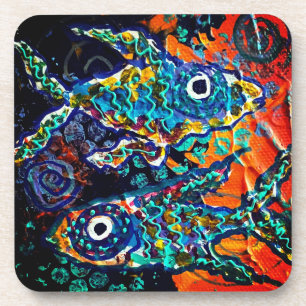 Conjunto de porta-copos de peixe colorido Boho