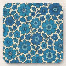 Conjunto de Porta-Copos de Plástico Azul Floral Re