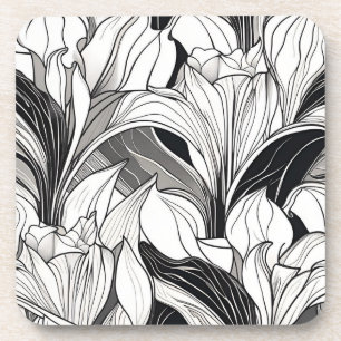 Conjunto de porta-copos de plástico rígido floral 