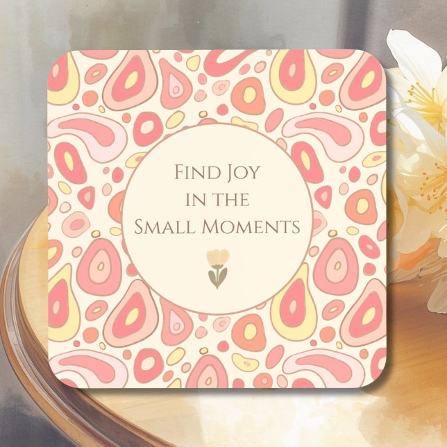 Conjunto de Porta-Copos Encontre Alegria nos Peque (Find Joy in the Small Moments Coaster Set | Inspirational Abstract Home Decor)