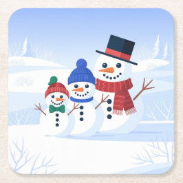 Conjunto de Porta-Copos Família de Bonecos de Neve