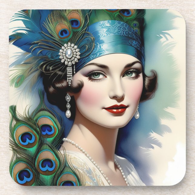 Conjunto de Porta-Copos Flapper Girl Pavão dos Ano (Frente)