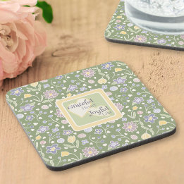 Conjunto de Porta-Copos Floral Vida Alegre Coração