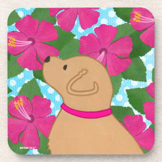 Conjunto de porta-copos Hibiscus Island Yellow Dog