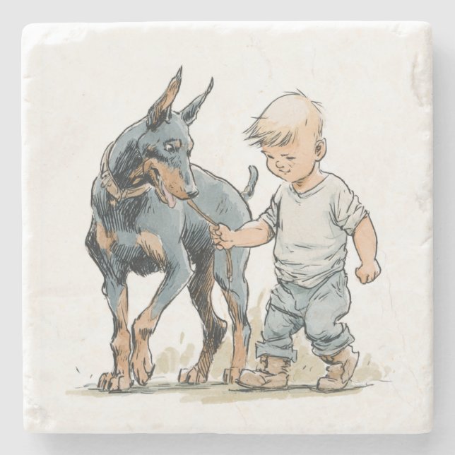Conjunto de Porta-Copos Little Boy e Doberman Melh (Frente)