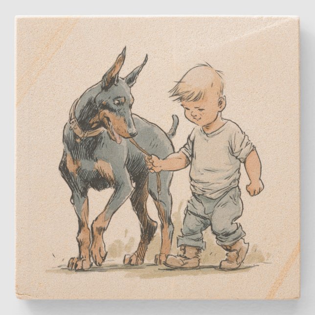 Conjunto de Porta-Copos Little Boy e Doberman Melh (Frente)