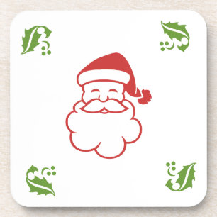 Conjunto de porta-copos - Papai Noel e azevinho
