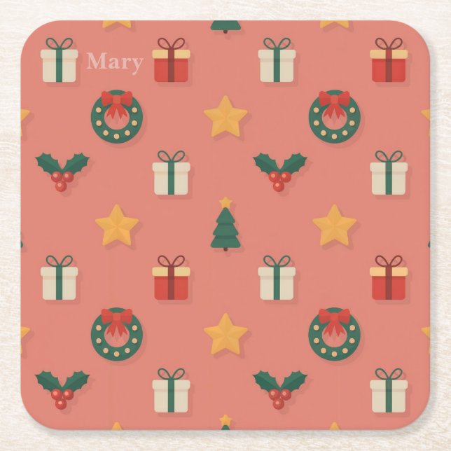 Conjunto de Porta-Copos Personalizado de Natal (Frente)