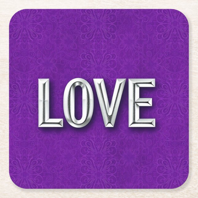 Conjunto de Porta-copos Purple Glam LOVE (Frente)