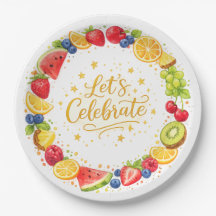 Conjunto de Pratos de Papel para Festa de Frutas C