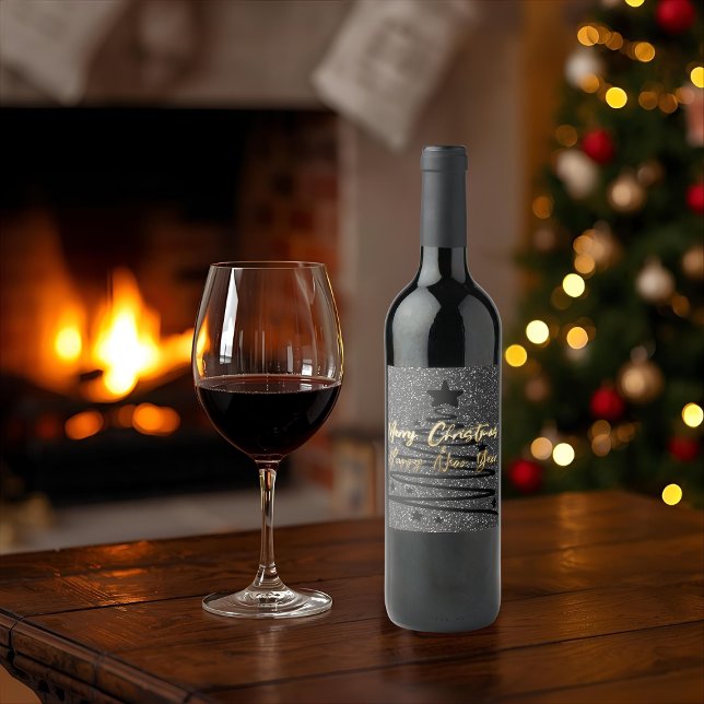 Conjunto de rótulos de vinho preto brilhante (Criador carregado)
