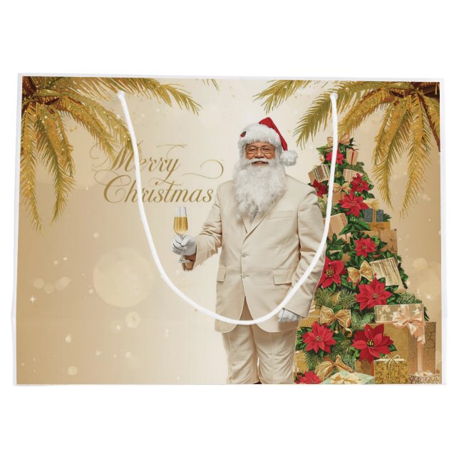Conjunto de Sacolas de Presente de Natal Glam Palm (Verso)