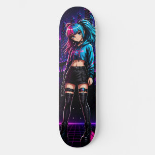 Conjunto de Skate de Anime Girl Cyberpunk Neon