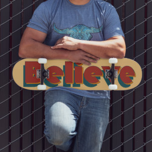 Conjunto de Skate de Tipografia Retro Believe